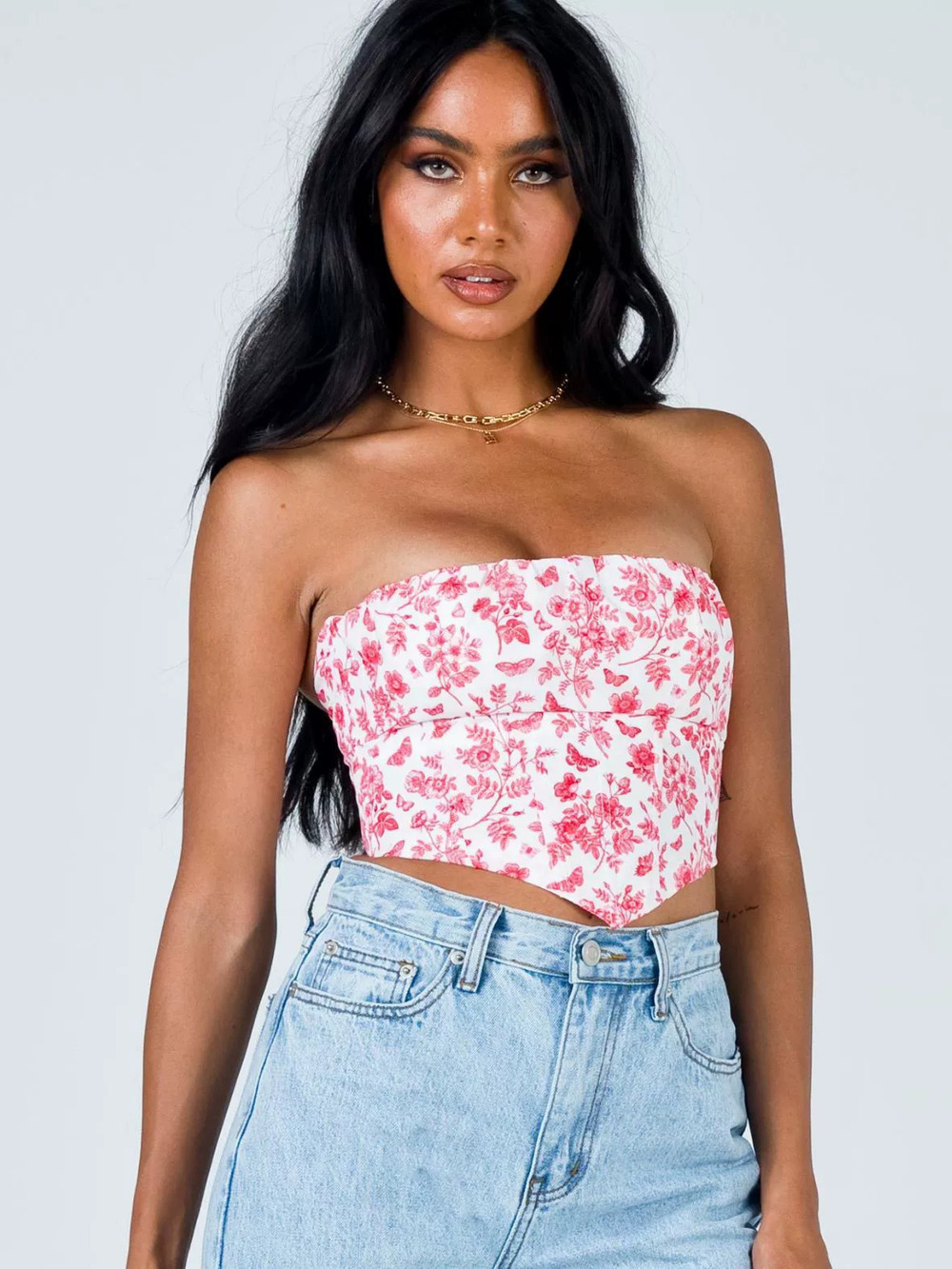 Zara Printed Summer Crop Tube Top Slim Fit